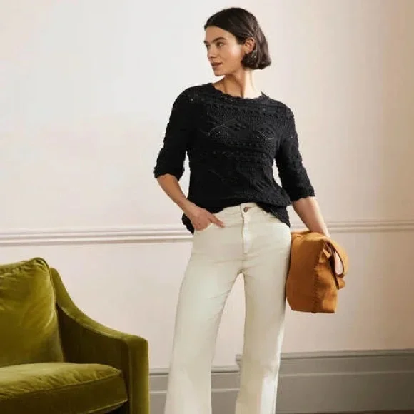 NWT Boden Claudia Textured Knitted Top Size US 4 short sleeve black sweater - Picture 3 of 10